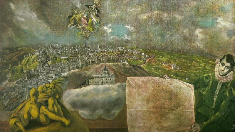El Greco view and plan of toledo oil painting picture